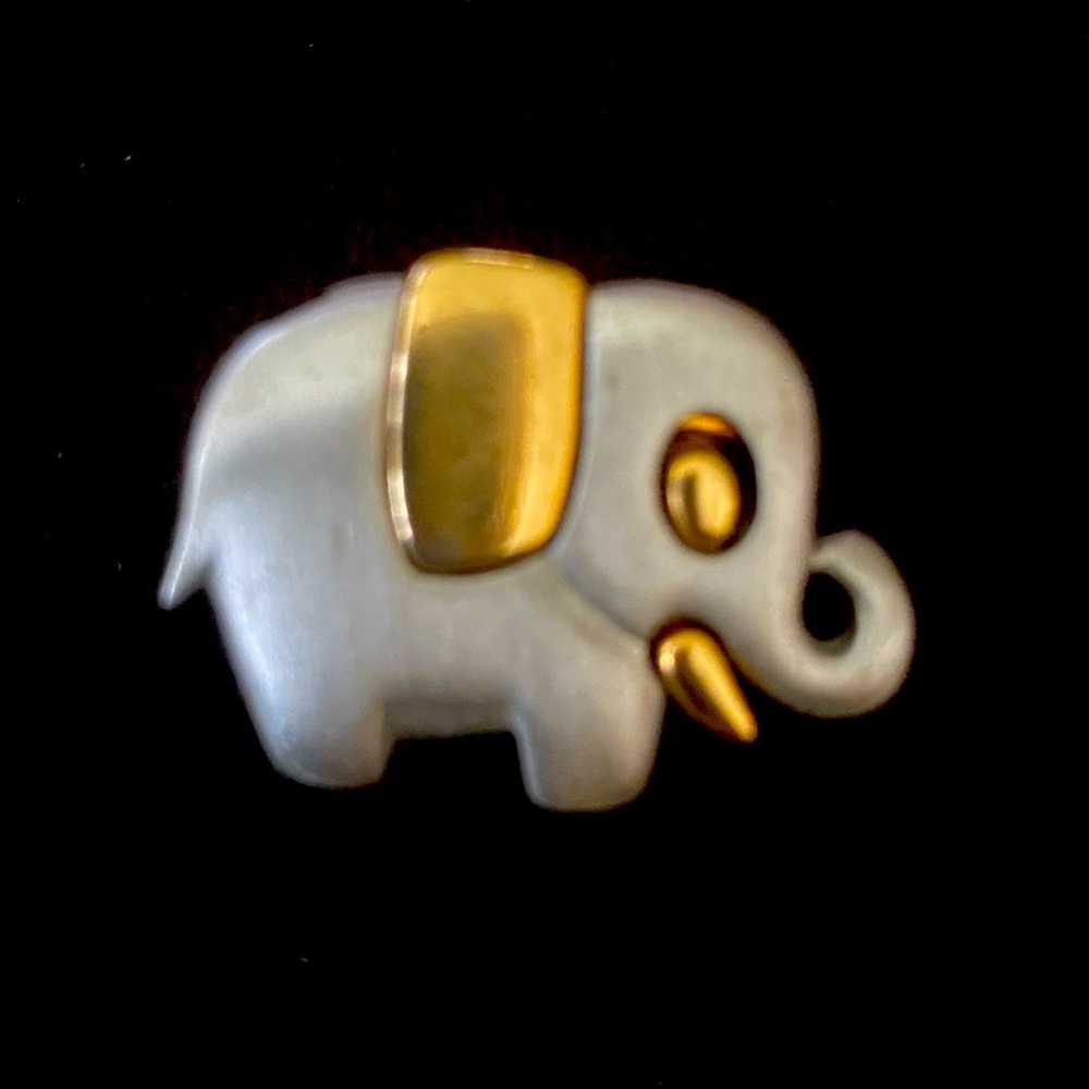Silver And Gold Lucky Elephant Lapel Pin